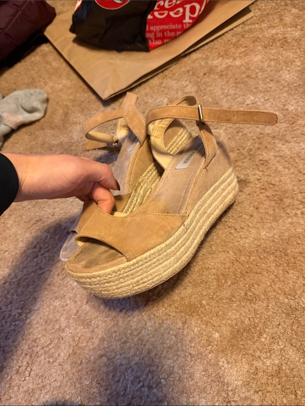 Steve Madden Tan Suede Espadrille Platform Sandals
